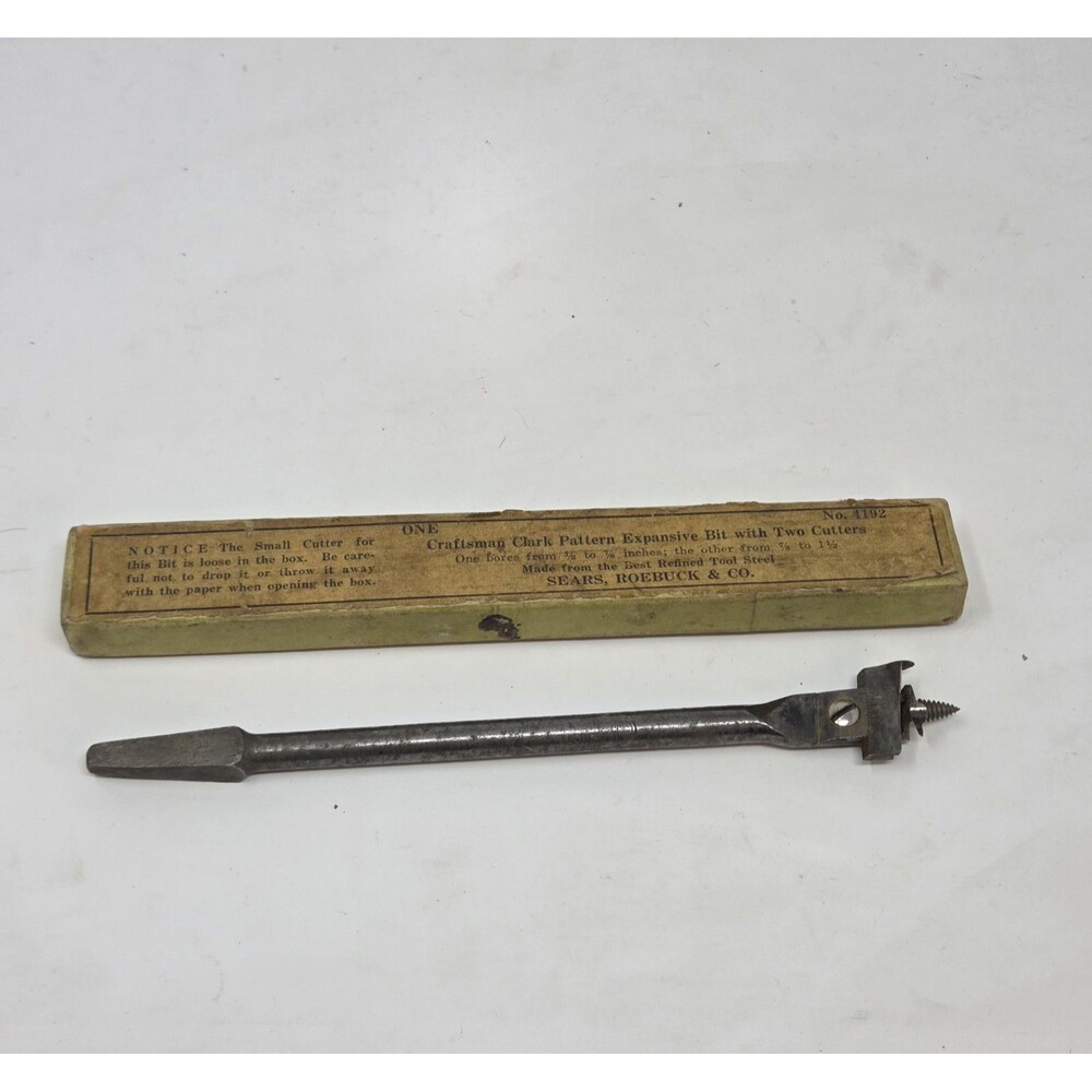 Craftsman Clark Pattern Expansive Bit No 4192 Sears Roebuck 2 Cutters Orig Box
